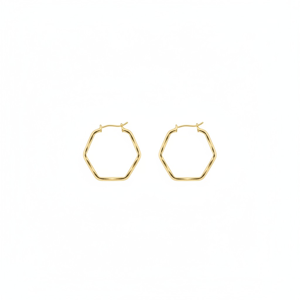 Gold Hexagon Hoop Earrings