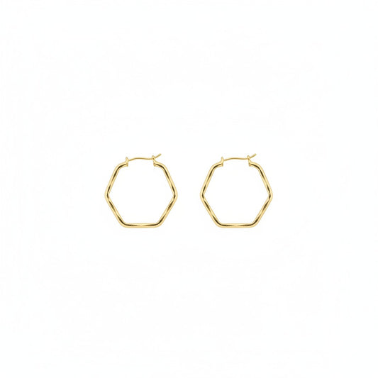 Gold Hexagon Hoop Earrings