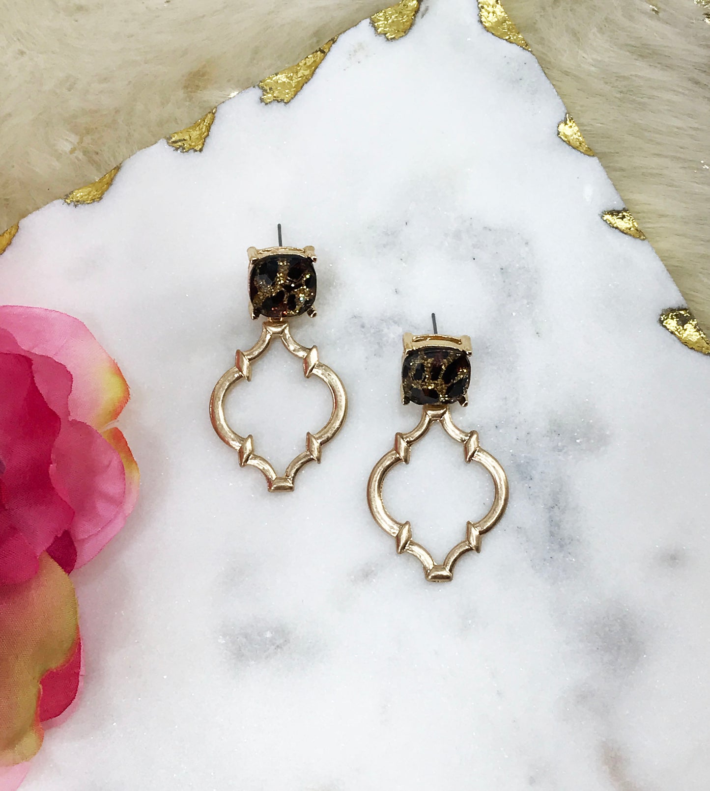 Leopard Stud & Pendant Earrings - E19-4115