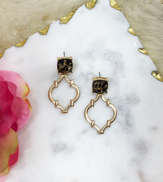 Leopard Stud & Pendant Earrings - E19-4115