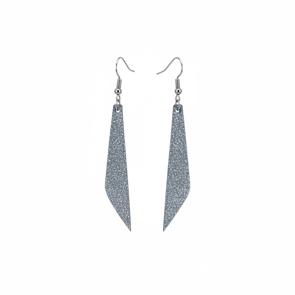 Blue Genuine Leather Drop Earrings - E19-411