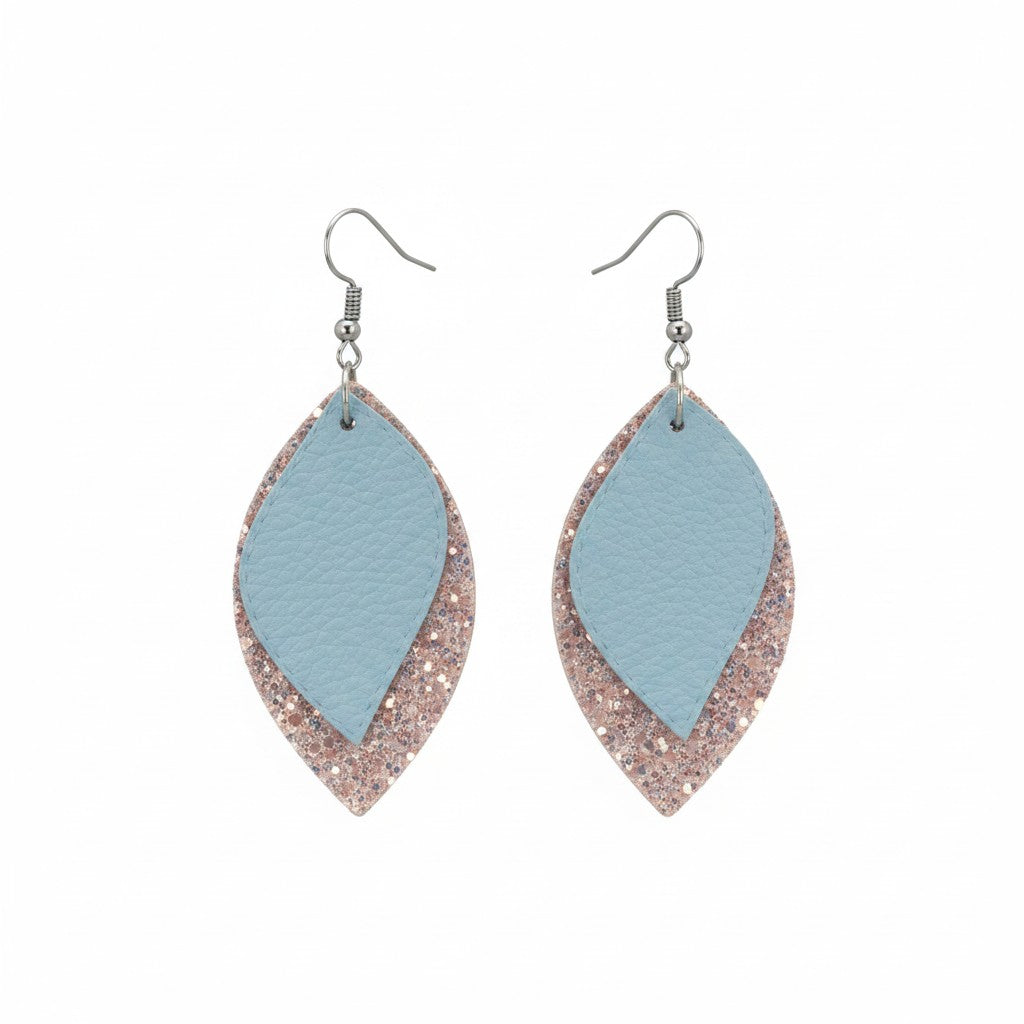 Sky Blue Blush Spark Layered Earrings