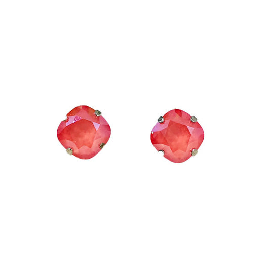 Coral Crystal Stud Earrings