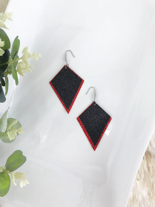 Red and Black Fine Glitter Earrings - E19-419