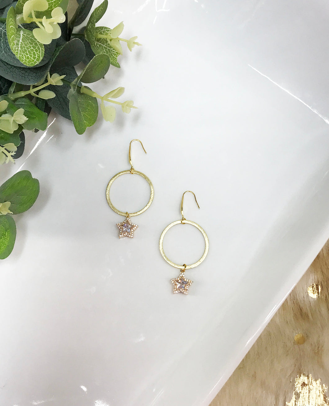 Crystal & Hoop Pendant Earrings - E19-4268