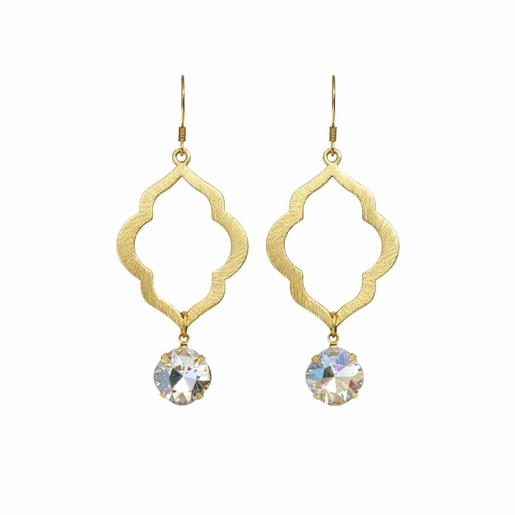 Crystal Clear & Gold Marquis Drop Earrings
