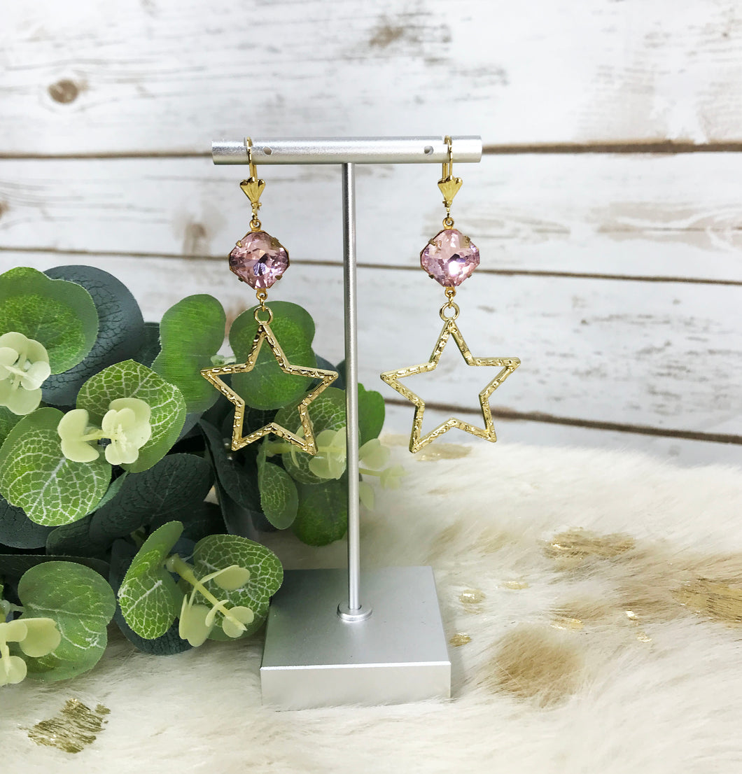 Crystal & Star Pendant Earrings - E19-4280