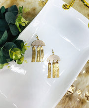 Load image into Gallery viewer, White Pendant &amp; Gold Tassel Earrings - E19-4283