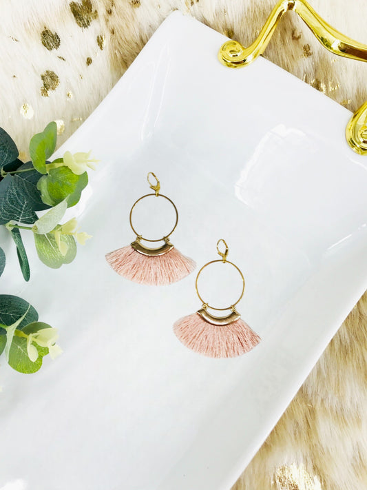 Hoop & Pink Tassel Pendant Earrings - E19-4286