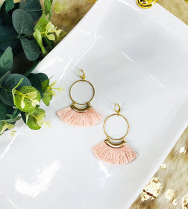 Hoop & Pink Tassel Pendant Earrings - E19-4286