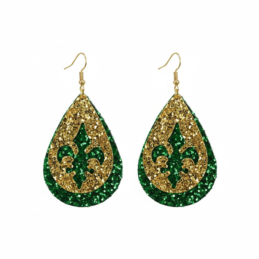 Mardi Gras Royal Fleur De Lis Earrings