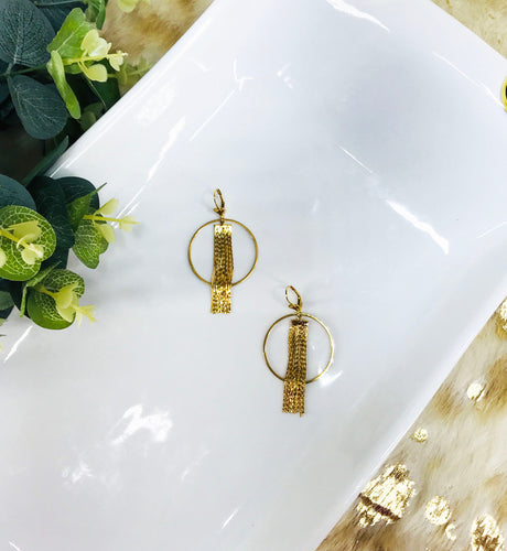Hoop & Gold Tassel Pendant Earrings - E19-4307