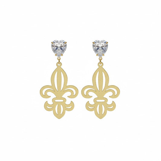 Cubic Zirconia Fleur de Lis Earrings