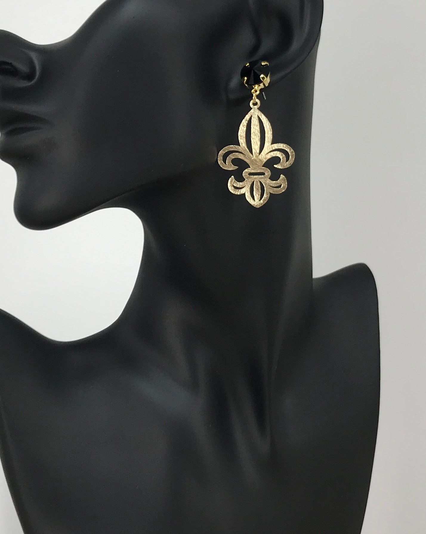 Crystal & Fleur De Lis Pendant Earrings - E19-4323