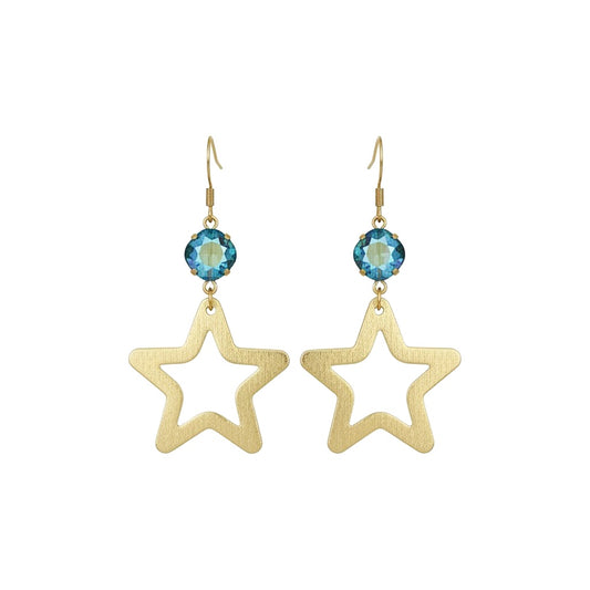 Erinite Shimmer Crystal & Gold Star Earrings