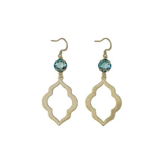 Erinite Shimmer Crystal & Gold Marquis Earrings