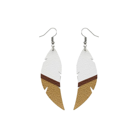 Painted White Leather Earrings - E19-437