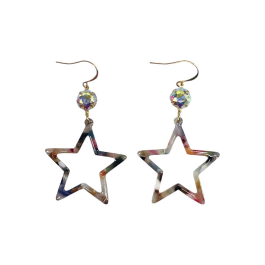 Aurora Crystal & Multicolor Star Drop Earrings