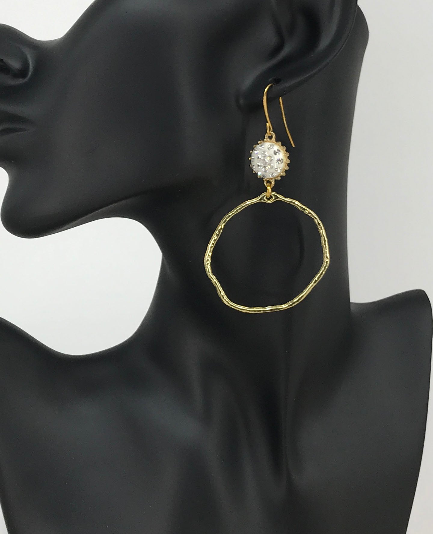 Rhinestone & Hoop Pendant Earrings - E19-4397