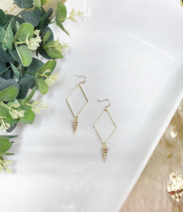 CZ & Gold Pendant Earrings - E19-4414