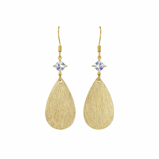 Golden Glow CZ Teardrop Drop Earrings
