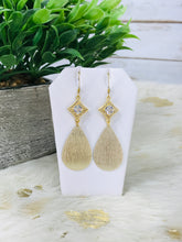 Load image into Gallery viewer, CZ &amp; Brushed Gold Pendant Earrings - E19-4485