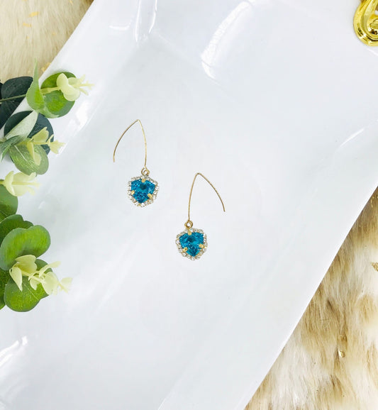 Blue Rhinestone Pendant Earrings - E19-4488