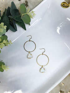 Glass Rhinestone & Gold Hoop Earrings - E19-4493