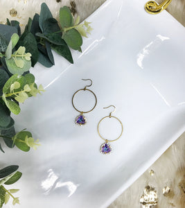 Glass Rhinestone & Gold Hoop Earrings - E19-4494