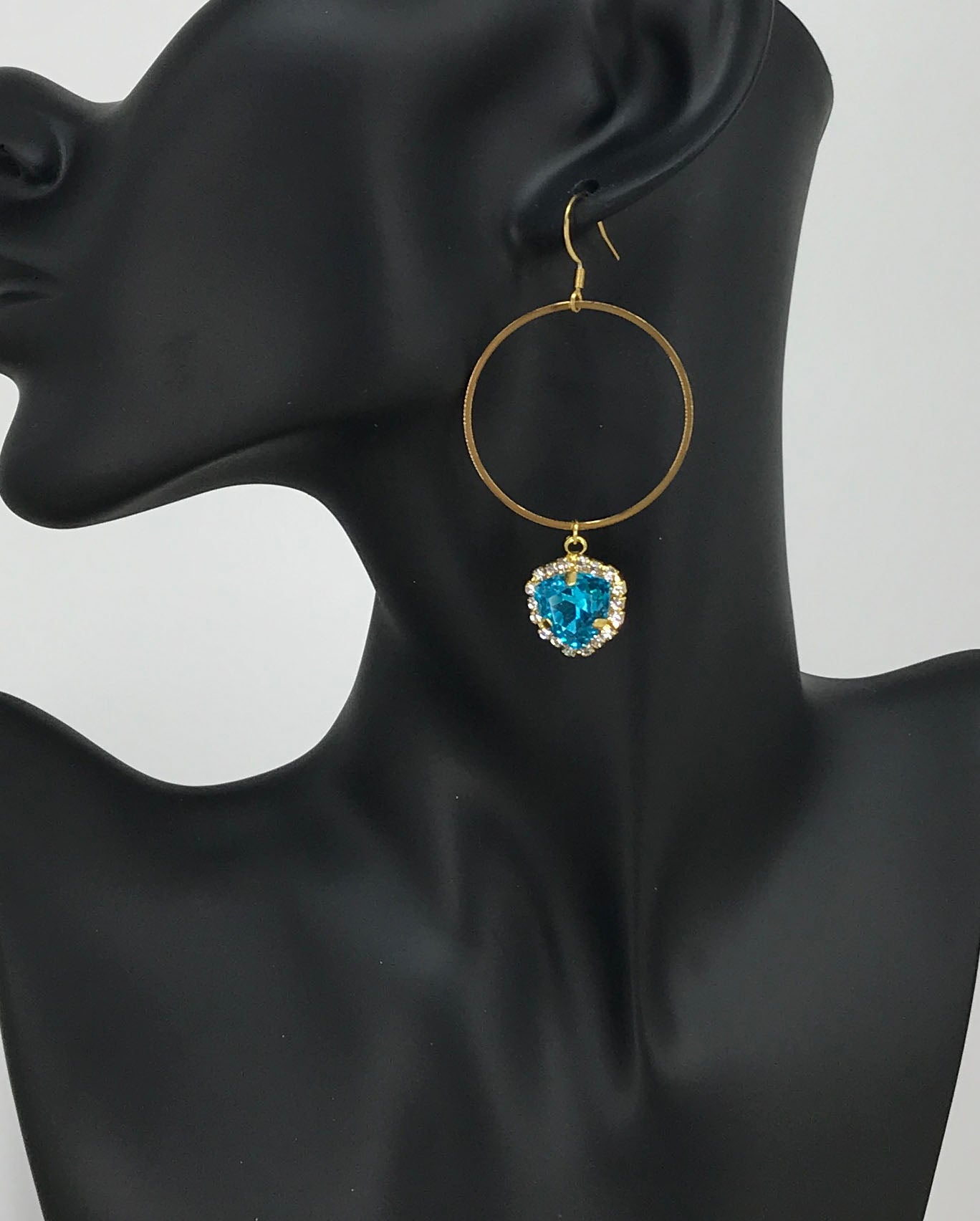Glass Rhinestone & Gold Hoop Earrings - E19-4495