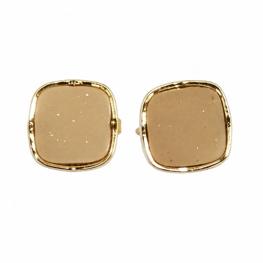 Square Druzy Agate Stud Earrings