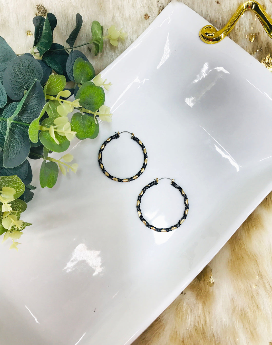 Leather Hoop Earrings - E19-4508