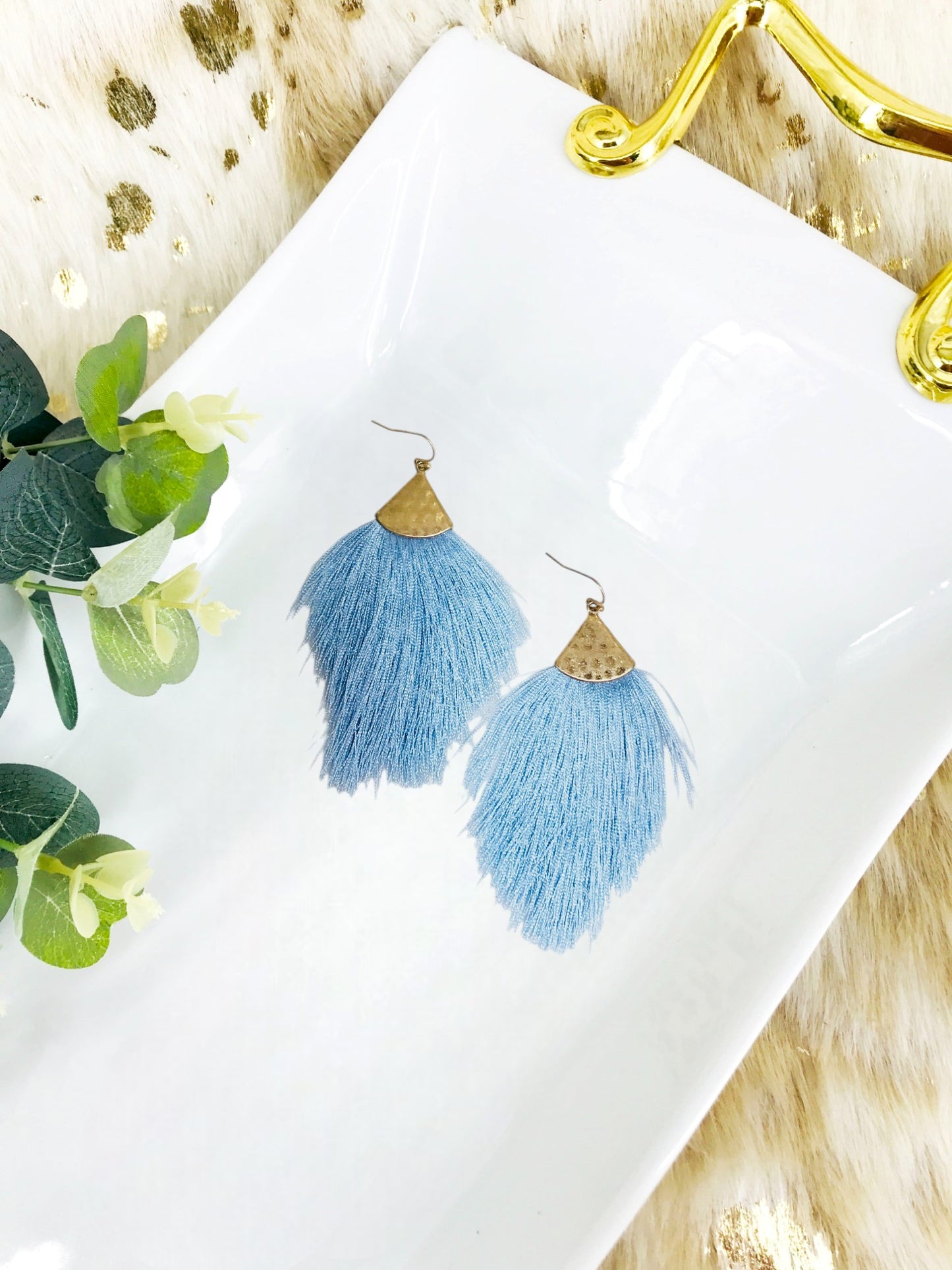Blue Tassel Pendant Earrings - E19-4510