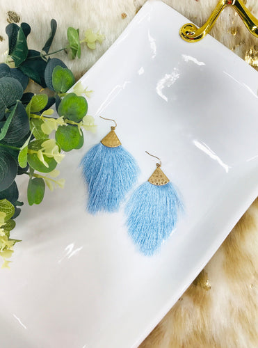 Blue Tassel Pendant Earrings - E19-4510