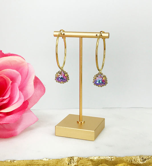 Hoop & Rhinestone Pendant Earrings - E19-4533