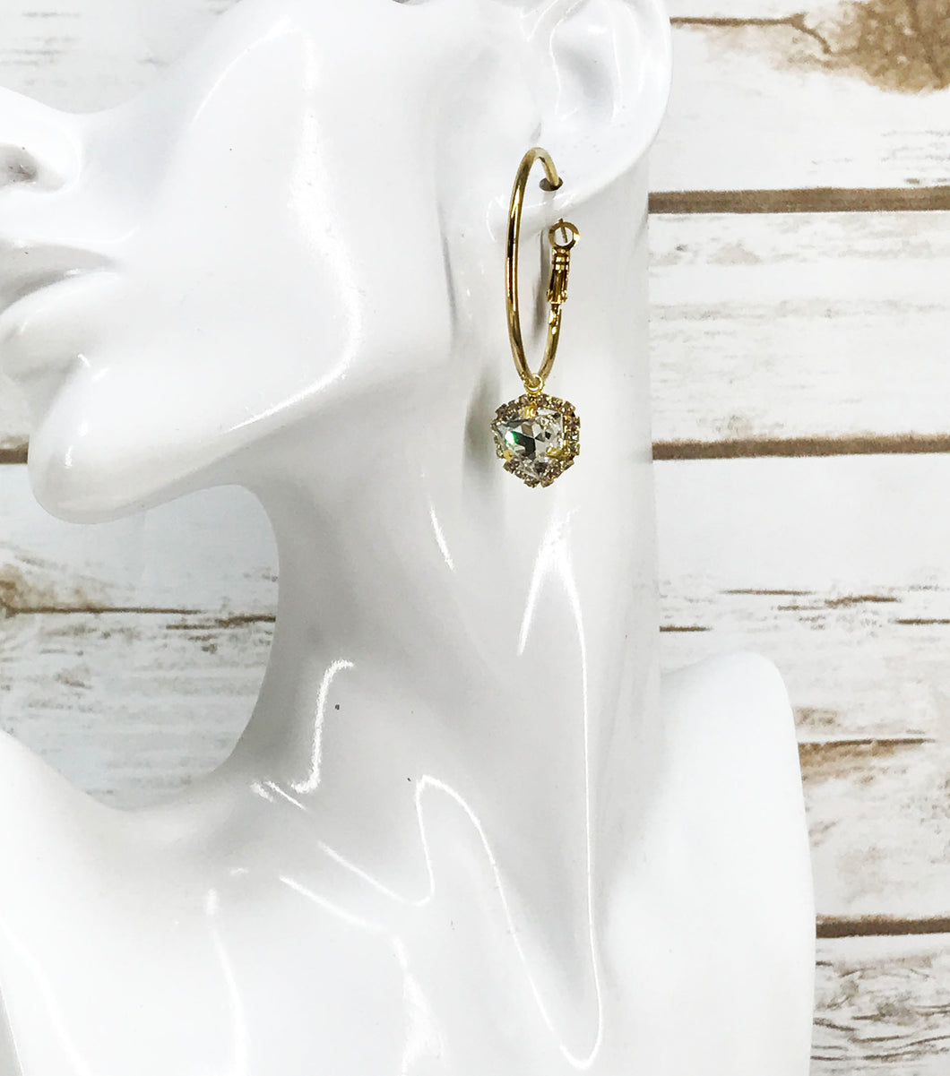 Hoop & Rhinestone Pendant Earrings - E19-4534