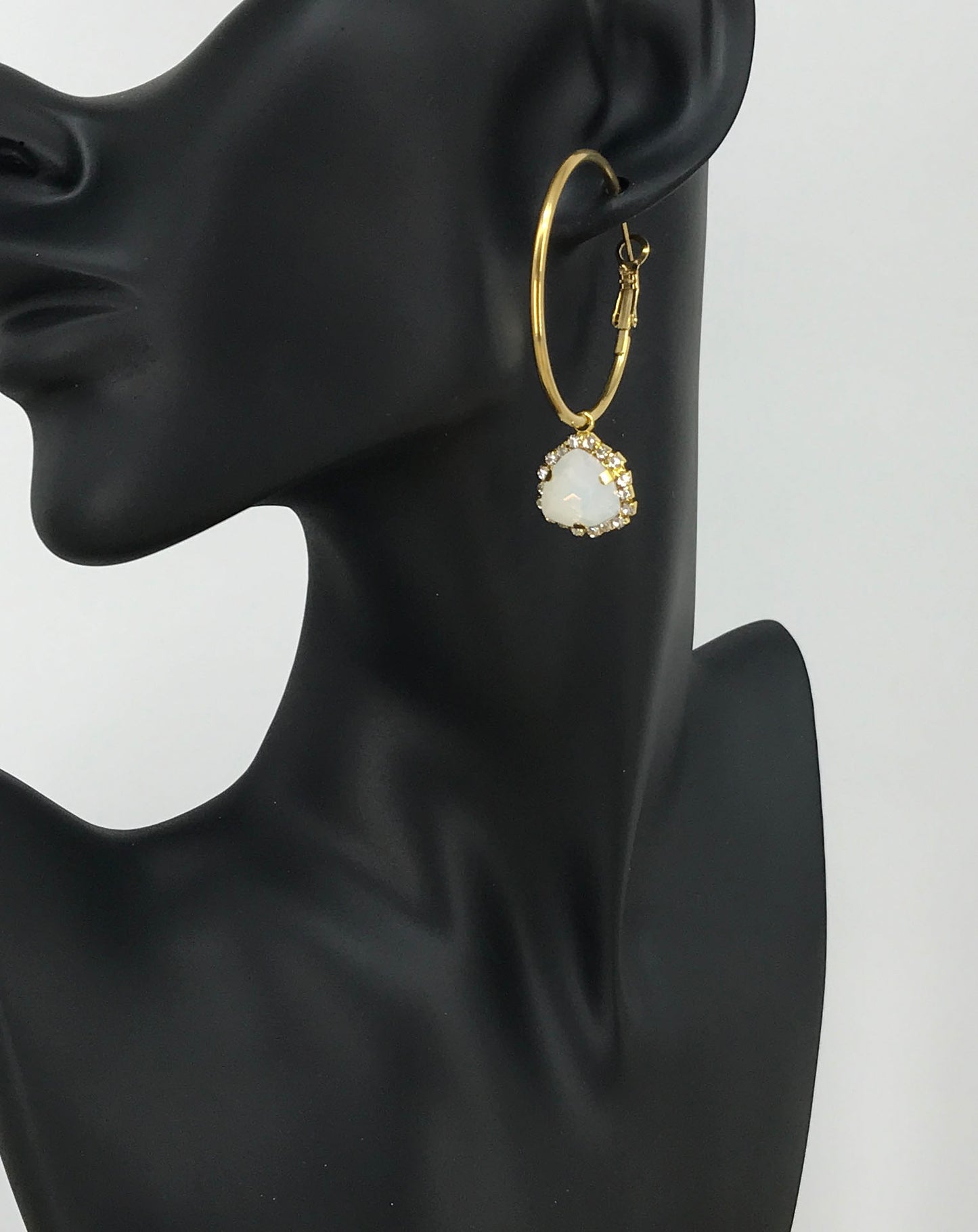 Hoop & Rhinestone Pendant Earrings - E19-4535