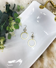 Load image into Gallery viewer, Rhinestone &amp; Brushed Gold Pendant Earrings - E19-4536