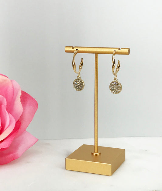 Twisted Hoop & Pave Pendant Stud Earrings - E19-4541