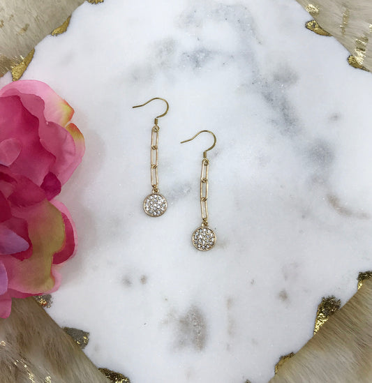 Pave Pendant & Chain Earrings - E19-4547