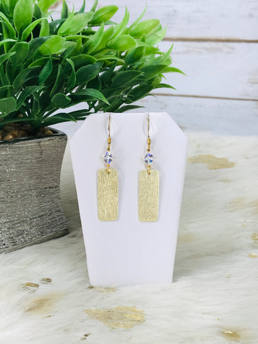 CZ & Brushed Gold Pendant Earrings - E19-4575