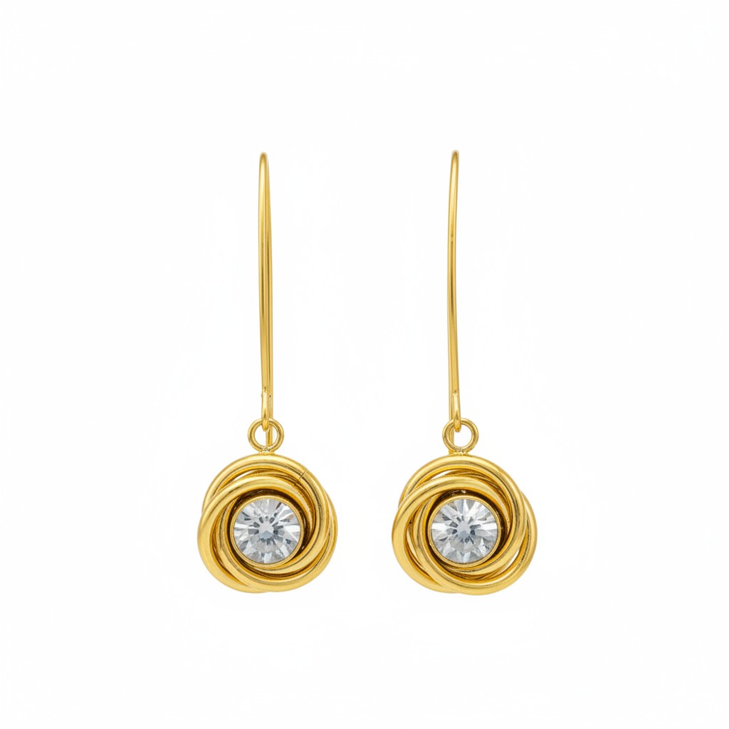 Golden Orbit Rhinestone Earrings