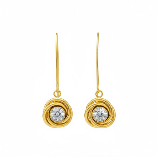Golden Orbit Rhinestone Earrings