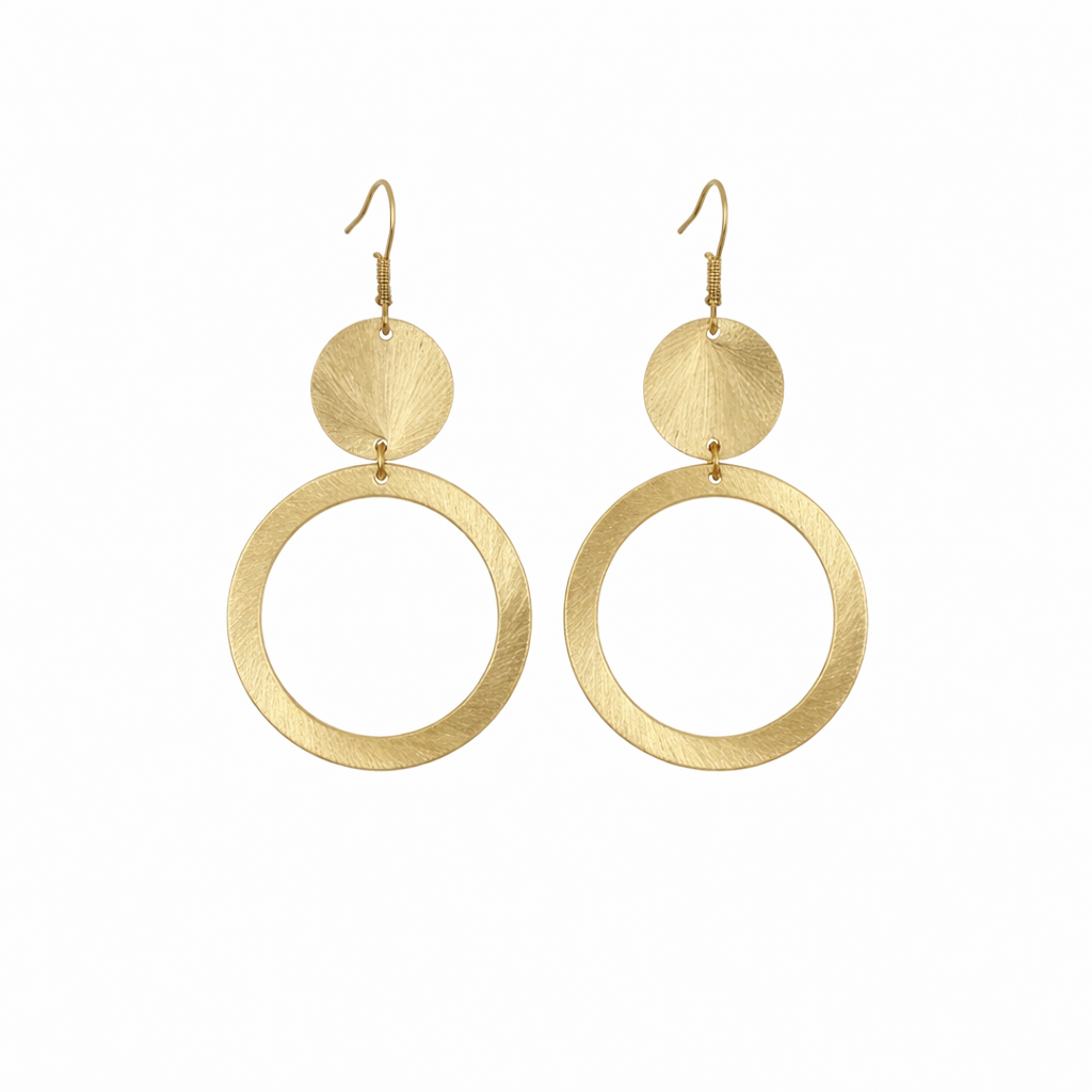 Golden Halo Circle Drop Earrings