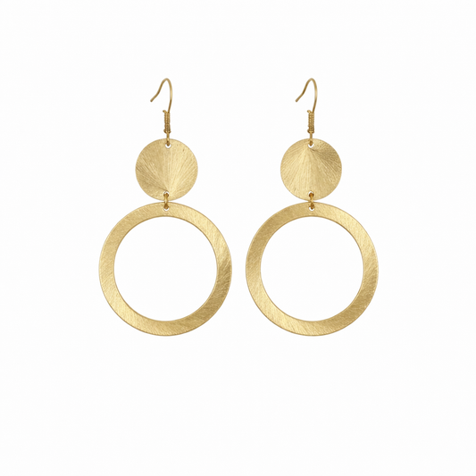 Golden Halo Circle Drop Earrings