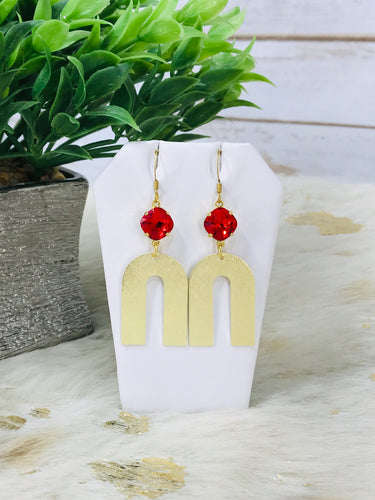 Genuine Crystal & Brushed Gold Pendant Earrings - E19-4588