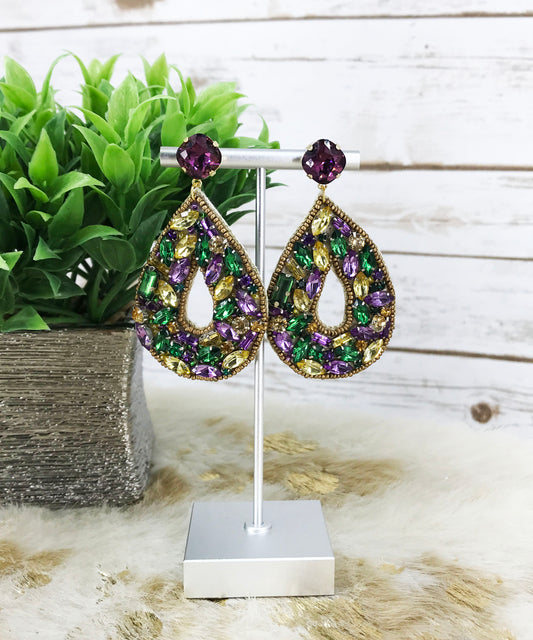 Crystal & Rhinestone Teardrop Earrings - E19-4624
