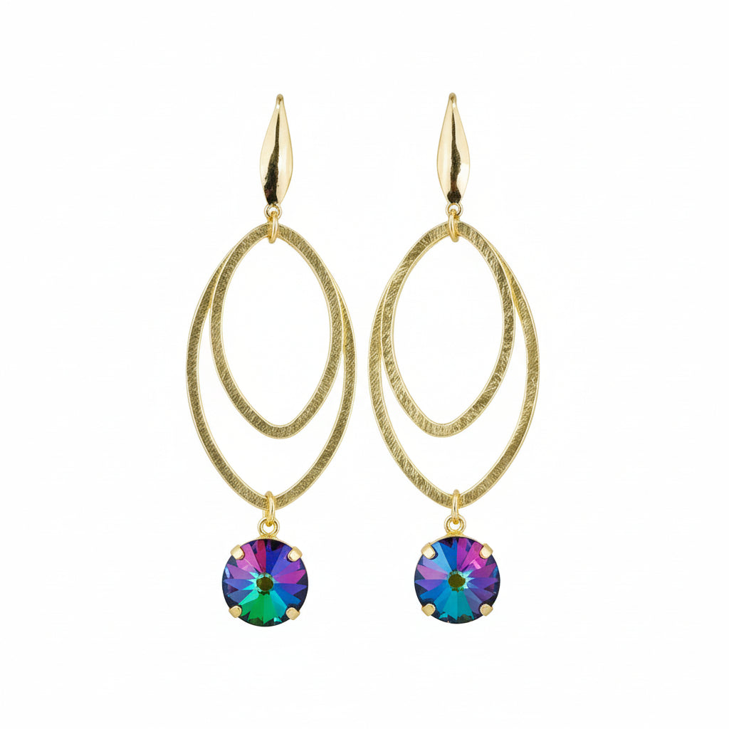 Electra Crystal & Layered Gold Drop Earrings
