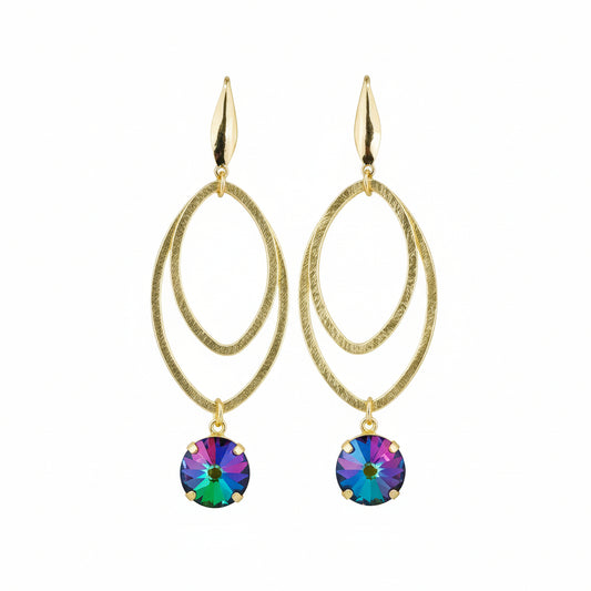 Electra Crystal & Layered Gold Drop Earrings