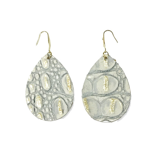 Gold & Ivory Alligator Teardrop Earrings